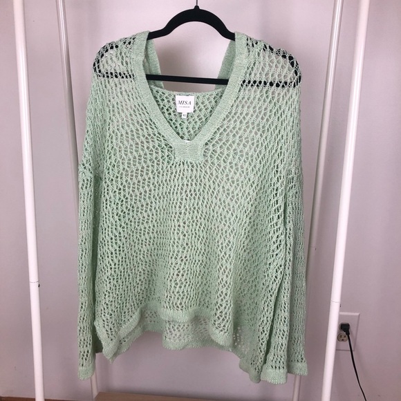 NWT Misa Los Angeles Nami Open Stitch 100% Cotton Hooded Sweater Size: XL - Picture 5 of 10